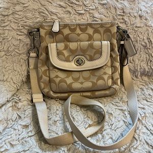 (Reduced) **Authentic** Coach Gold Signature Crossbody Messenger Bag w/Turn Lock